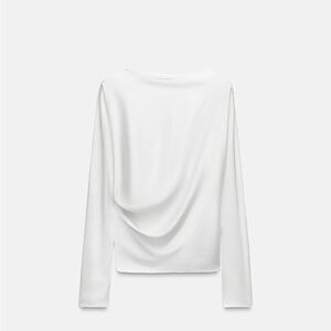NWOT FINAL PRICE Zara Draped Satin Blouse Off White Size S